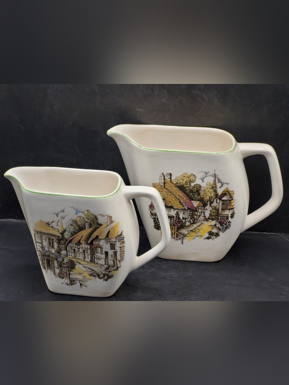 Vintage Set 2 Lord Nelson Ware Pitchers Jugs English Cottage Staffordshire READ